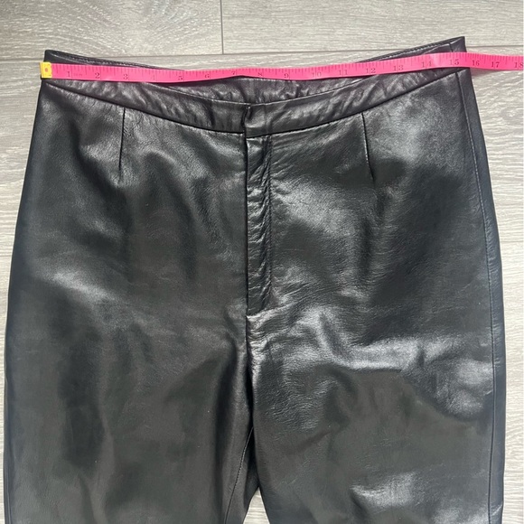 VINTAGE Lands’ End 100% Lambskin Black Straight High Rise Leather Pants Size 12 - Picture 7 of 9